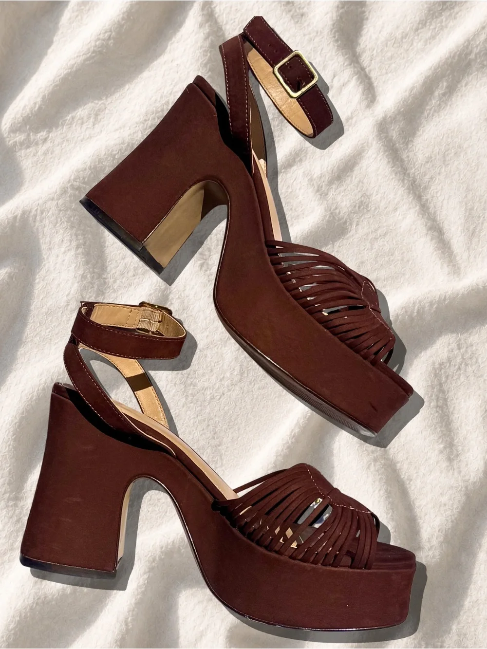 Maeve Dark Brown Suede Platform Block Heel Sandals